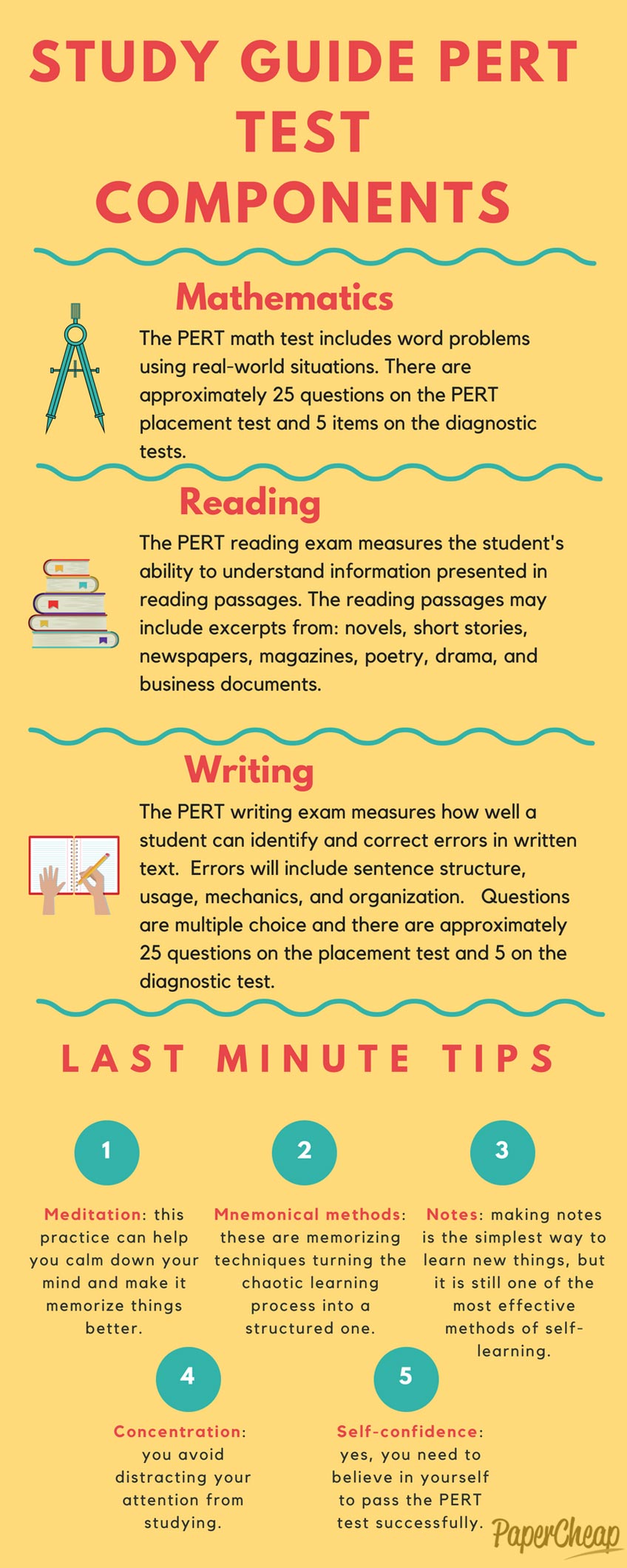 Infographic Study Guide PERT Test Components